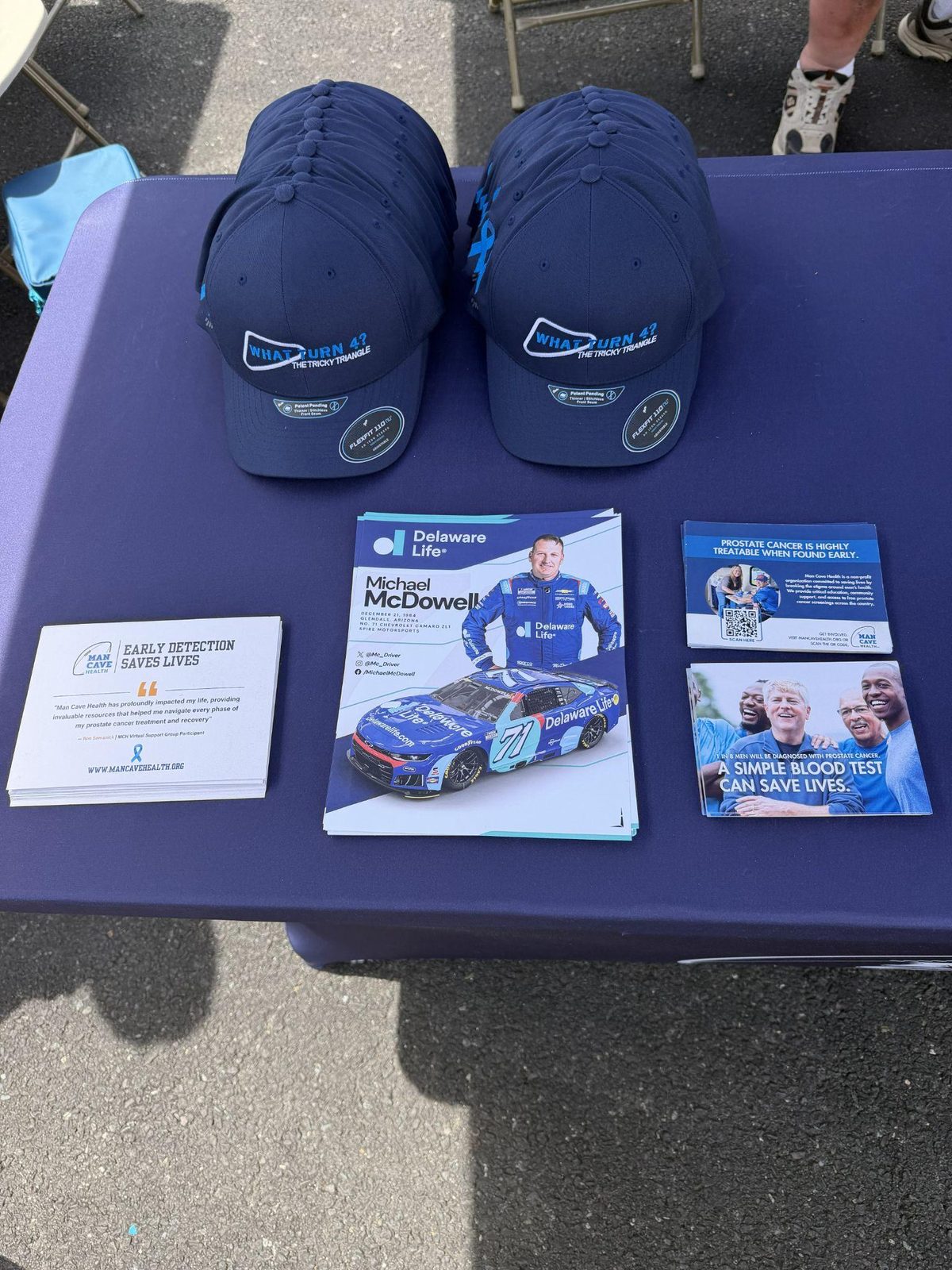 Man Cave Health volunteers offering free prostate cancer PSA screenings at Pocono Raceway during NASCAR weekend